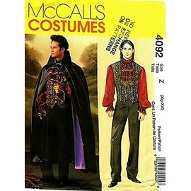 McCall's 4092 Costume Pattern Size Xlg- Xxlg (Chest 46 to 52) Goth, Medieval Vampire Cape, Vest , Jabot by McCall's