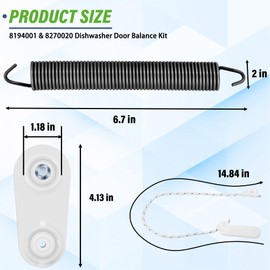 Dishwasher Door Balance Link Kit-2 PCS 8194001 and 2 PCS 8270020 dishwasher Door Spring Cable kit Replace WP8270020 8270022 1059756 830967 Fit for Kitchen-aid may-tag Dishwashers