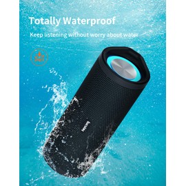 HEYSONG Portable Bluetooth Speaker, Waterproof Outdoor Speakers with LED Light, Enhanced Bass, IPX7 Floating, 40H Play, TF Card, True Wireless Stereo for Party, Shower, Biking, Gifts for Men