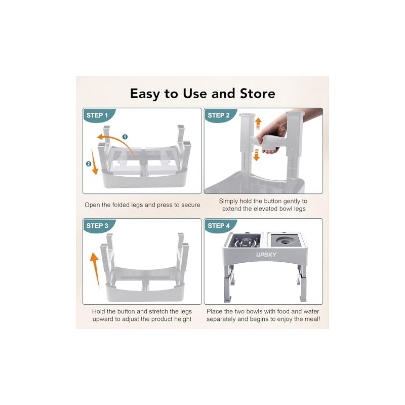 UPSKY - Cuencos elevados 3 en 1 para Perros, comedero