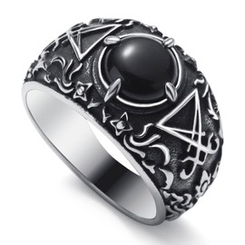 WESTMIAJW Satanic Ring Jewelry Stainless Steel Sigil of Lucifer Satan Signet Rings for Men Size Y