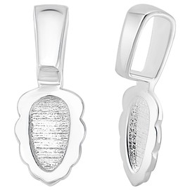 Beebeecraft 925 Sterling Silver Glue on Flat Pad Pendant Bail Silver Leaf Oval Scrabble Charms for DIY Necklace Bracelet Jewelry Making