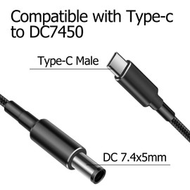 YAODHAOD USB C to DC 7.4mm x 5.0mm (7.4mm x 0.6mm) Power Charging Cord, PD 100W USB Type-C Mable DC7450 Output 5V/9V/20V Converter Cable for Phones,Tablets,Laptops