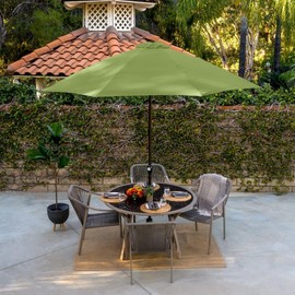 HNU 9 Ft Round Outdoor Patio Umbrella with Tilt Crank Mechanism | Lime Color Elegant Modern & Contemporary Solid Pattern | Durable Aluminum Frame Fiberglass Ribs UV, Water Repellant Hexagonal Canopy