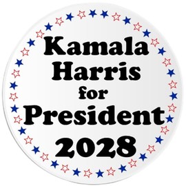 Kamala Harris for President 2028 - Circle Sticker Decal 3 Inch - USA Election Democrat Liberal Vote Support Red White Blue