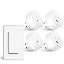 KCMYTONER Remote Control Outlet Plug,1 Remote Switch 4 Outlet Plugs,Wireless On/Off Light Switch Wall Mounted,15A/1500W,TUV List,No Wiring Needed,500ft RF Range,for Lamp,Fans,Household Appliances