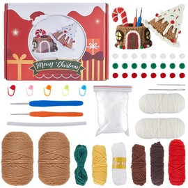 SUNNYCLUE Christmas Knitting Kit Crochet Beginner Kit Crochet Kits Knitting Starter Kit with Step by Step Video Tutorials Learn to Crochet Kits for Beginners Adults Women Holiday DIY Craft Gifts