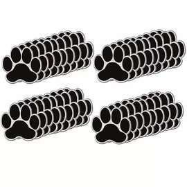 Black Paw Print Paper Cutout Student Badge - Bulletin Board Decor Shapes - 36 Pieces
