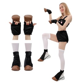 KUOIN Horse Front Back Hooves, Hoof Gloves Shoes with Elastic Straps Animal Cosplay Costume Accessorise Set (Black/Brown, L)
