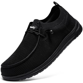 Tinefiy Steel Toe Shoes for Women Lightweight Comfortable Slip On Safety Work Sneakers Cushion Puncture Proof Shoes Indestructible Shoe, 01black, 6.5