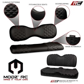 MODZ® RC Custom Golf Cart Rear Seat Covers - Black Base - Double Diamond Pattern