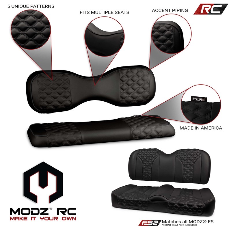 MODZ® RC Custom Golf Cart Rear Seat Covers - Black