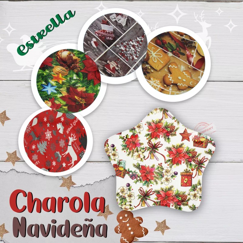 J.H. Company Charola Plana Navideña De Plastico Decorativa Cocina Postres