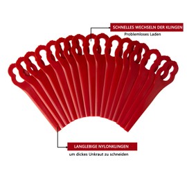 Pack of 60 PA6 Replacement Blade Set Compatible with Einhell GE-CT 18 Li, GC-CT 18/24 Li, BG-CT 18 Li, RG-CT 18 Li, Plastic Blade for Einhell Cordless Lawn Trimmer Accessories