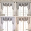 Classic Waterfall Valances for Windows W79 Inch, Gray&Beige