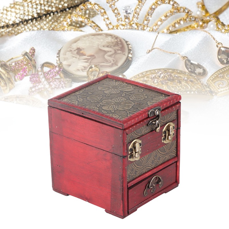 Jewelry Box Antique Wooden Multi‑Layer Drawer Storage Box Organizer with