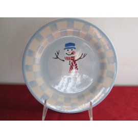 CRATE and BARREL WINTER SNOW PEOPLE DESSERT/SALAD PLATE Hartstone Pottery *NEW*