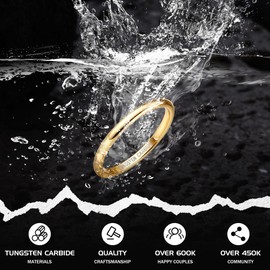 Jstyle 2mm Tungsten Rings for Men Women Hypoallergenic Wedding Band Rings Gold Domed High Polish Comfort Fit Size 7 Not Tarnished