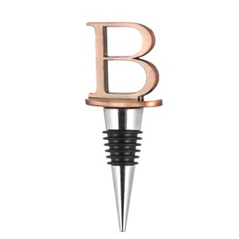 Wine Stoppers,Reusable Wine Bottle Stoppers,Stainless Steel Letter Wine Stopper, Food Grade Silicone Material Decorative Wine Stoppers Funny Gift -Bronze Color