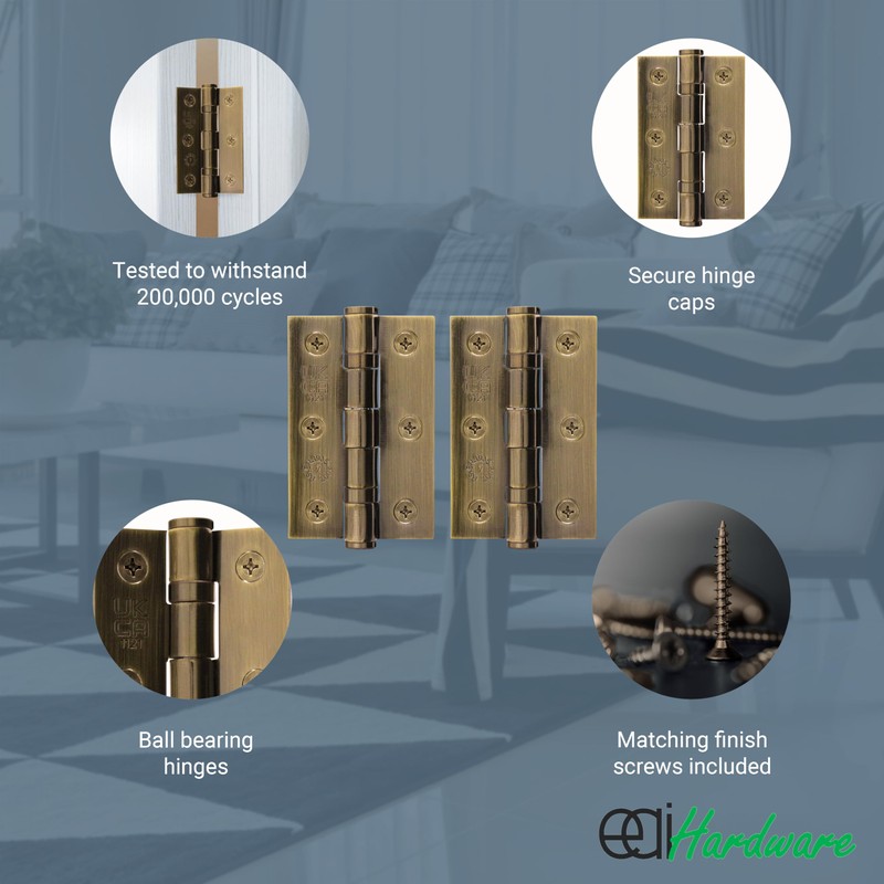 EAI Bronze Door Hinges | 3 Inch / 76mm Florentine