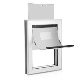 Ownpets Weatherproof Dog Door, Aluminum Pet Door for Interior and Exterior Doors, with Magnetic Flap and Lockable Sliding Panel, Heavy Duty Doggy Door for Dogs Up to 40lbs(Medium)