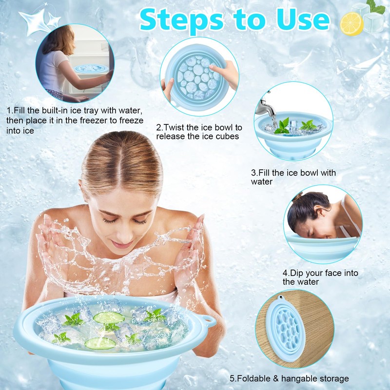 BOMODOTA Silicone Face Bowl for Ice with Built-In Icetray, Portable