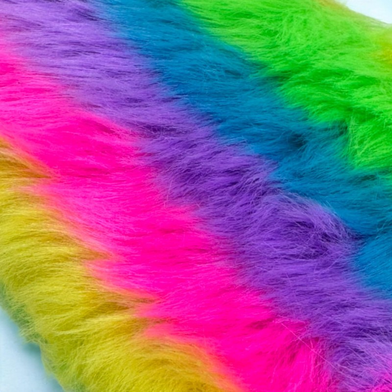 MIJOMA Colourful Plush Rainbow Case, Soft Faux Fur Travel Case