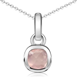 MATERIA by Matthias Wagner Square Gemstone Pendant 925 Silver with Chain, Gemstone, Quartz