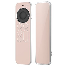 Kawoco Remote Protective Case Compatible with Apple TV 4K / HD Siri Remote 3rd / 2nd Generation (2022/2021), Anti-Slip/Drop-Proof/Dust-Proof TPU Remote Controller Cover - Pink/Silver