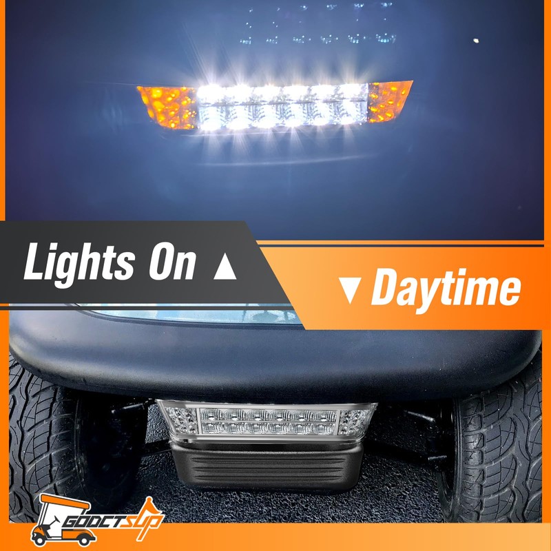 GODCTSUP Club Car LED Headlight with Bumper, 12V Golf Cart