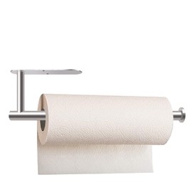 AUMEEKO Black Kitchen Roll Holder No Drilling Wall Mounted Stainless Steel Roll Holder Paper Roll Holder for Kitchen