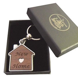 Jorvik Wood New Home Design Keyring, Custom Keychain, Housewarming New Home Gift