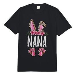 Floral Leopard Nana Bunny Cute Happy Easter Mother's Day Comfort Colors Adult Heavyweight T-Shirt