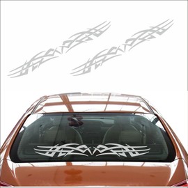 HAIORD Fashion Racing Stripes car Stickers Creative Flame Totem Decorative Hood Front and Rear Windshield Door Vinyl Decal Accessories for car SUV Truck Transporter RV Camper（2PCS (Light Gray)