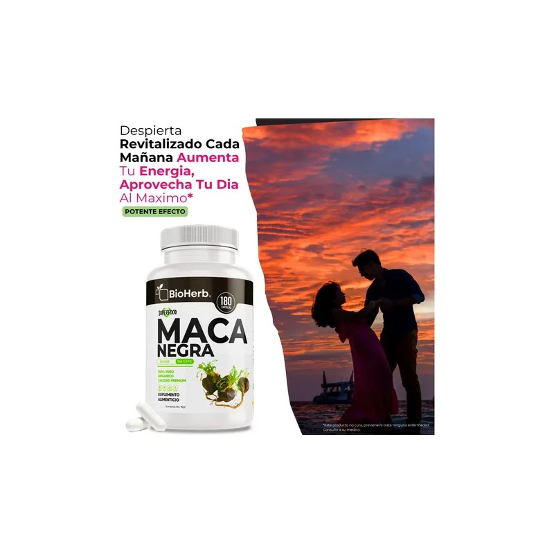 Maca Negra 100 Pura Bioherb 180 Cápsulas Suplemento
