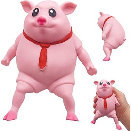 Novelty Cute Squishy Toy Pink Pig Gifts for Kids Adults, Decompress and Stress Stretch Animal Anxiety Relief Autism Disorders, Funny Pig Man Sensory Stress Toy for Girl Boy