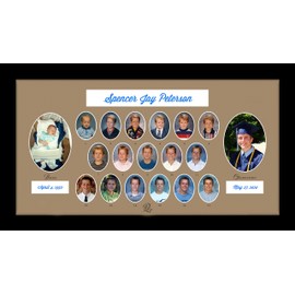 Birth to Graduation 25" x 14" (B-18) Picture Frame, School Years Picture Frame K-12 (Mocha)