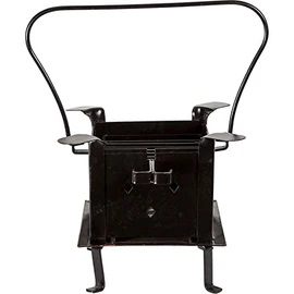 Missouri River - 18th Century Hand Forged Iron Brazier - 8" x 8" Wide x 10" High - 9 lbs Capacity - Uncoated Finish - Black - No Lid - Includes Handle, Grill Top, Coal Tray, Legs