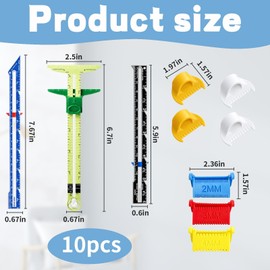 10-Piece Professional Sewing Ruler Set with 3 Stitch Guides and 4 Spacing Gauges,Sewing Gauge,Aluminum Sewing Tools for Uniform Stitching Techniques and DIY Craft Projects