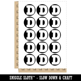 Letter D Uppercase Fun Bold Font Temporary Tattoo Water Resistant Fake Body Art Set Collection - 15 2" Tattoos (1 Sheet)