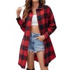 Bozanly Women's Oversized Button Down Long Plaid Flannel Shirts Lapel