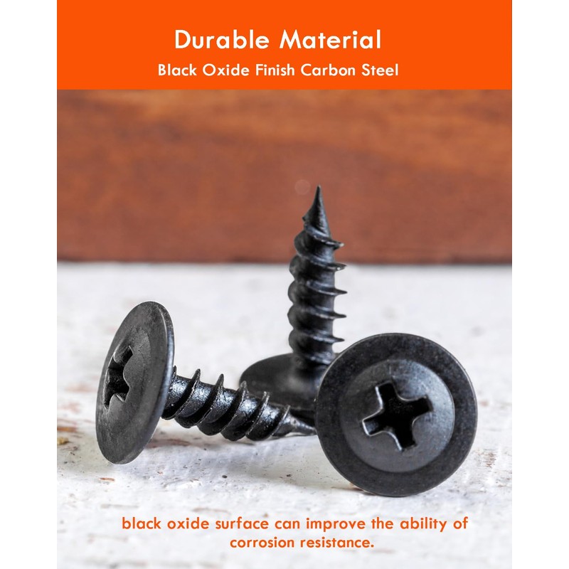 Gorffy Tapping Screws, 360 Pieces Black Screws, Self-Tapping Screws with