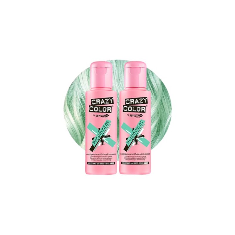 Crazy Color Pastel Peppermint Semi-Permanent Duo Hair Dye. Highly Pigmented