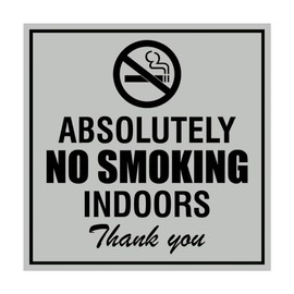 Signs ByLITA Square Absolutely No Indoor Smoking Thank You Sign(Lt Gray) - Medium