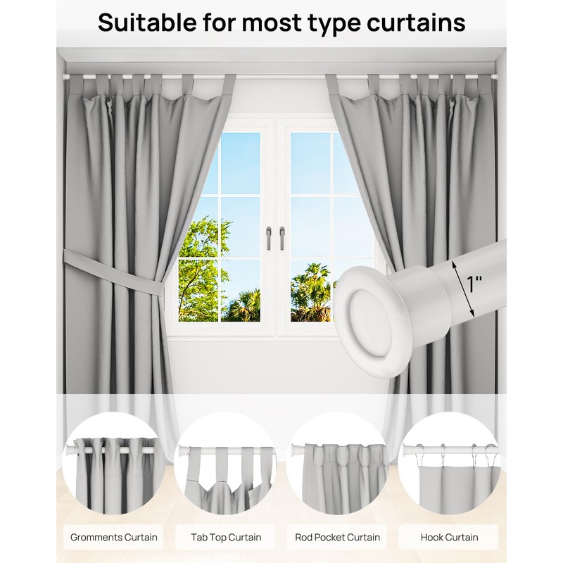 ALLZONE Shower Curtain Rod Tension No Drill, 42-83 Inches,Heavy Duty