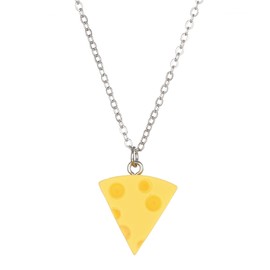 FORUBUS 3D Cheese Pendant Necklace, Creative Resin Food Jewelry, Cheese Necklace and Earrings for Women, Cute Cheese Charm Necklace for Party-ne