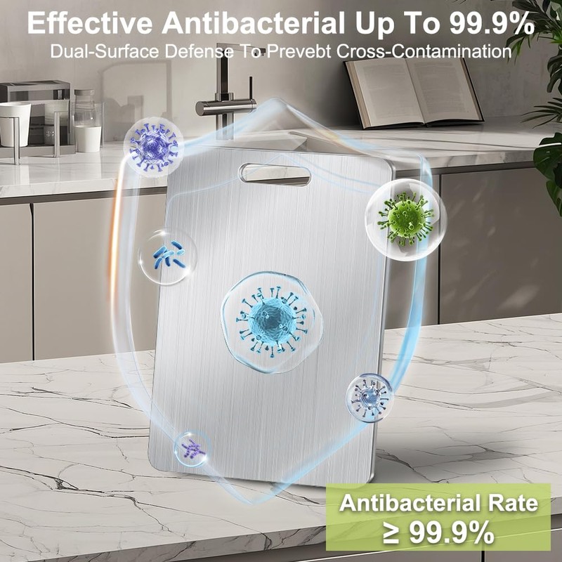 BLOCE Titanium Cutting Board for Kitchen, Stainless Non Stick Chopping