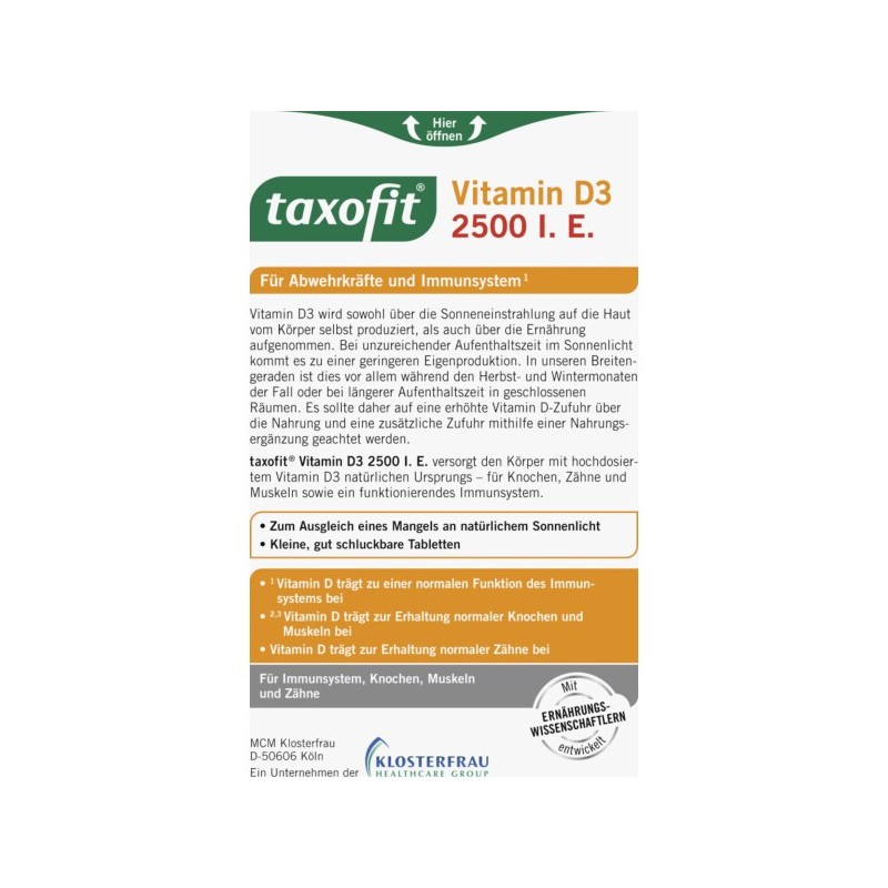 탁소피트 taxofit 비타민 D3 2500 IU 50정 Taxofit Vitamin D3