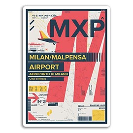 2 x 10cm MXP Milan Malpensa Airport Vinyl Stickers - Italy Travel Sticker #17413 (10cm Tall)