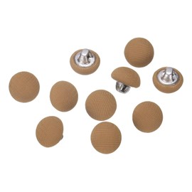 HARFINGTON 10 botones cubiertos de tela de 16 litros, 10 mm, vástago de metal, redondo, costura para manualidades, botones de repuesto para costura, ropa, abrigos, blusas, suéteres, color marrón claro